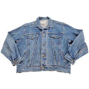Vintage Pepe Jean Jackent Mens Medium Blue 80s Trucker Style Denim Stone Wash